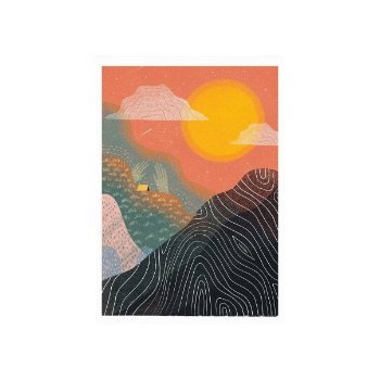 Jago Illustration Sunset Landscape A4 Print