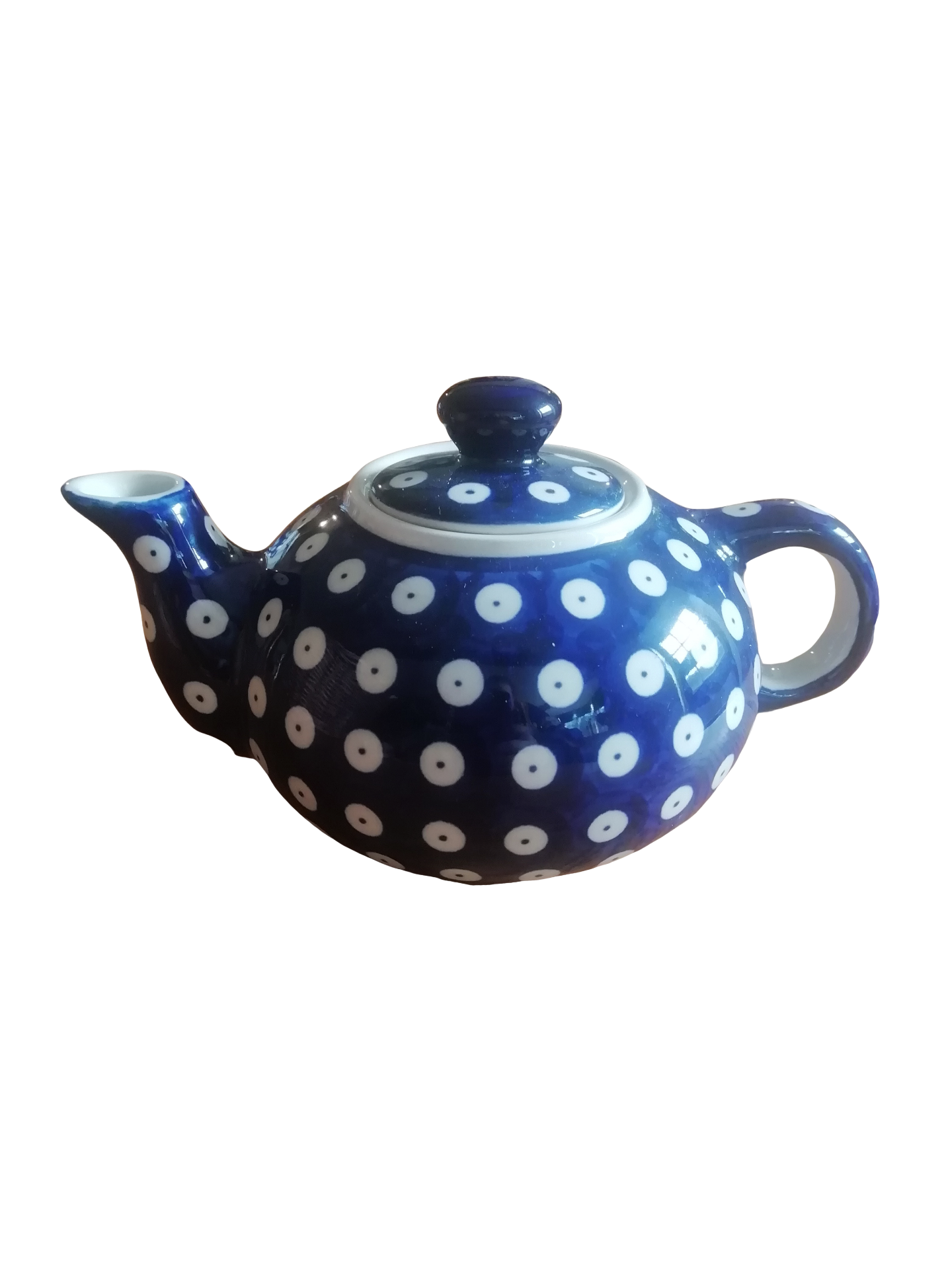 Boleslawiec Polish Pottery 2 Cup 400ml Stoneware Teapot in Striking Frog Eye Pattern