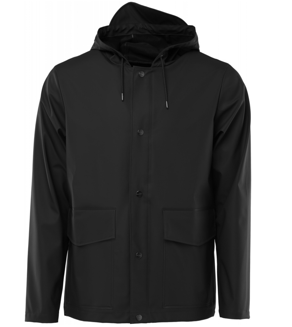 Rains Short Hooded Coat - Black 