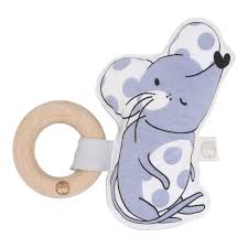 kippins Blue and White Mouse Rattle