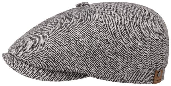 STETSON Hatteras Silk Flat Cap Black White