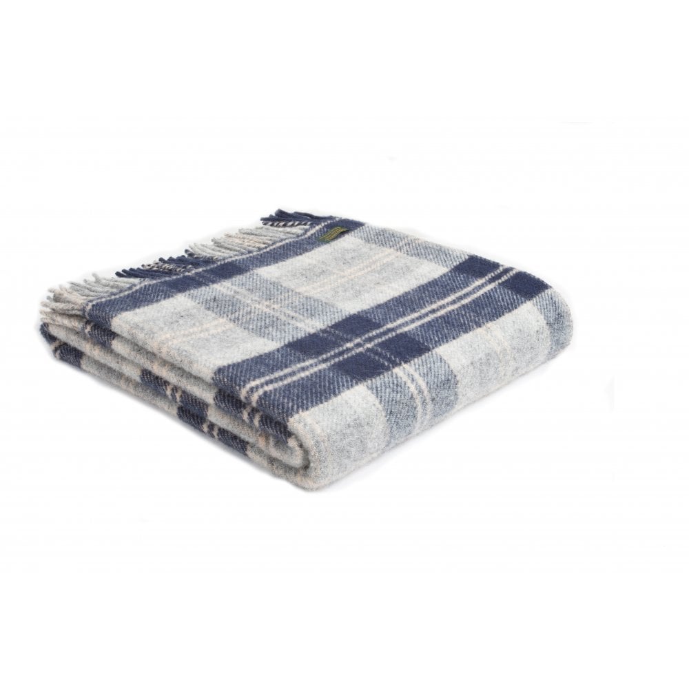 Tweedmill Navy Bannockbane Check Pure New Wool Throw 150cm x 183cm