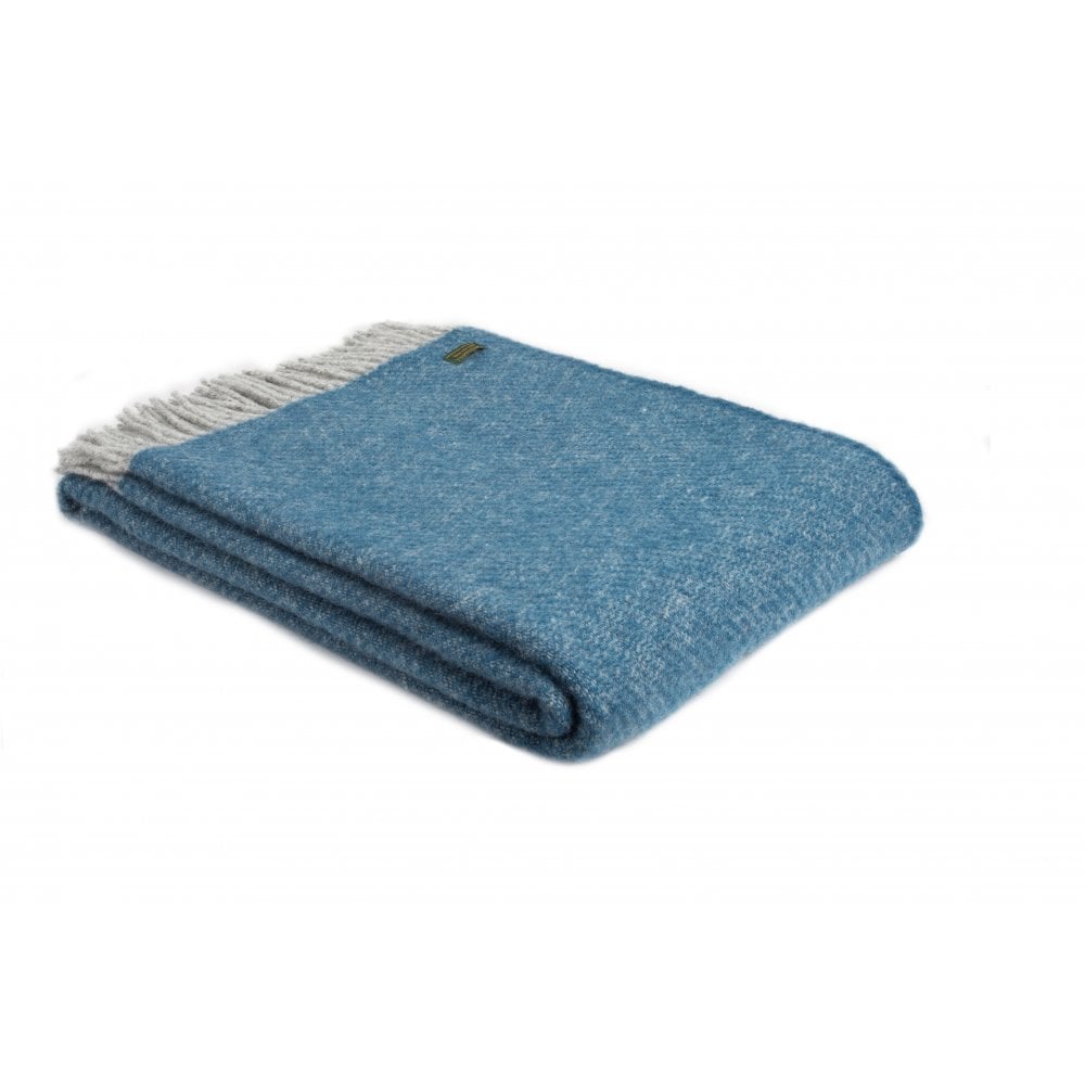 Tweedmill Blue Ink Boa Pure New Wool Throw 150cm x 200cm