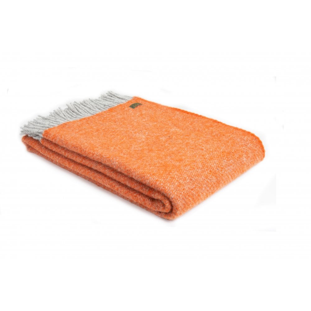 Tweedmill Pumpkin Orange Boa Pure New Wool Throw 150cm x 200cm