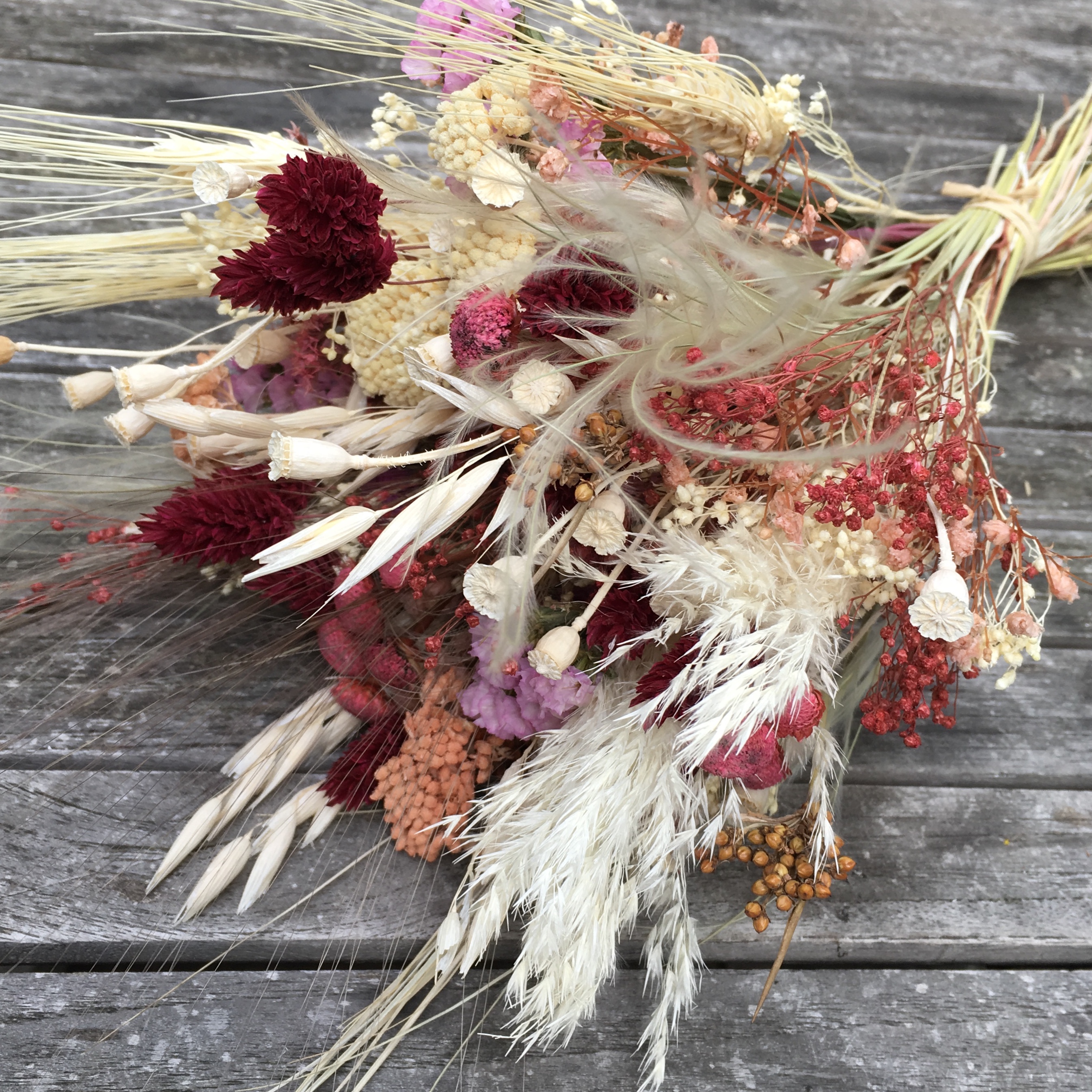 Pompon Bazar Plum Bouquet Of Dried Flowers/Bouquet De Fleurs Séchées Prune