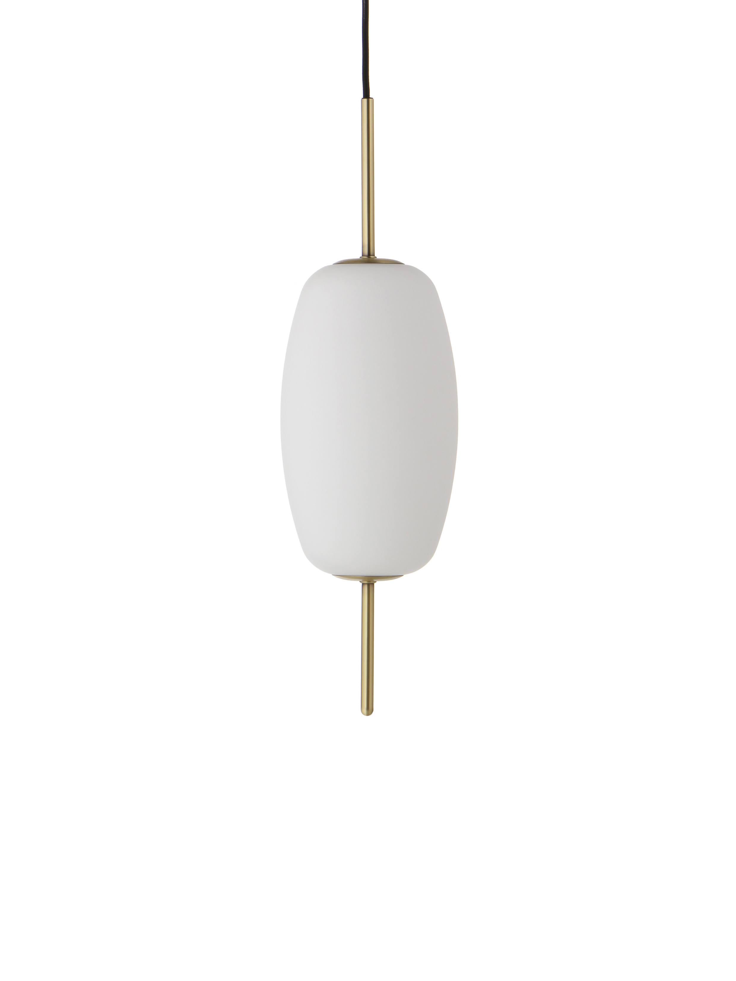 Frandsen Small Opal White Glass and Brass Silk Pendant Lamp