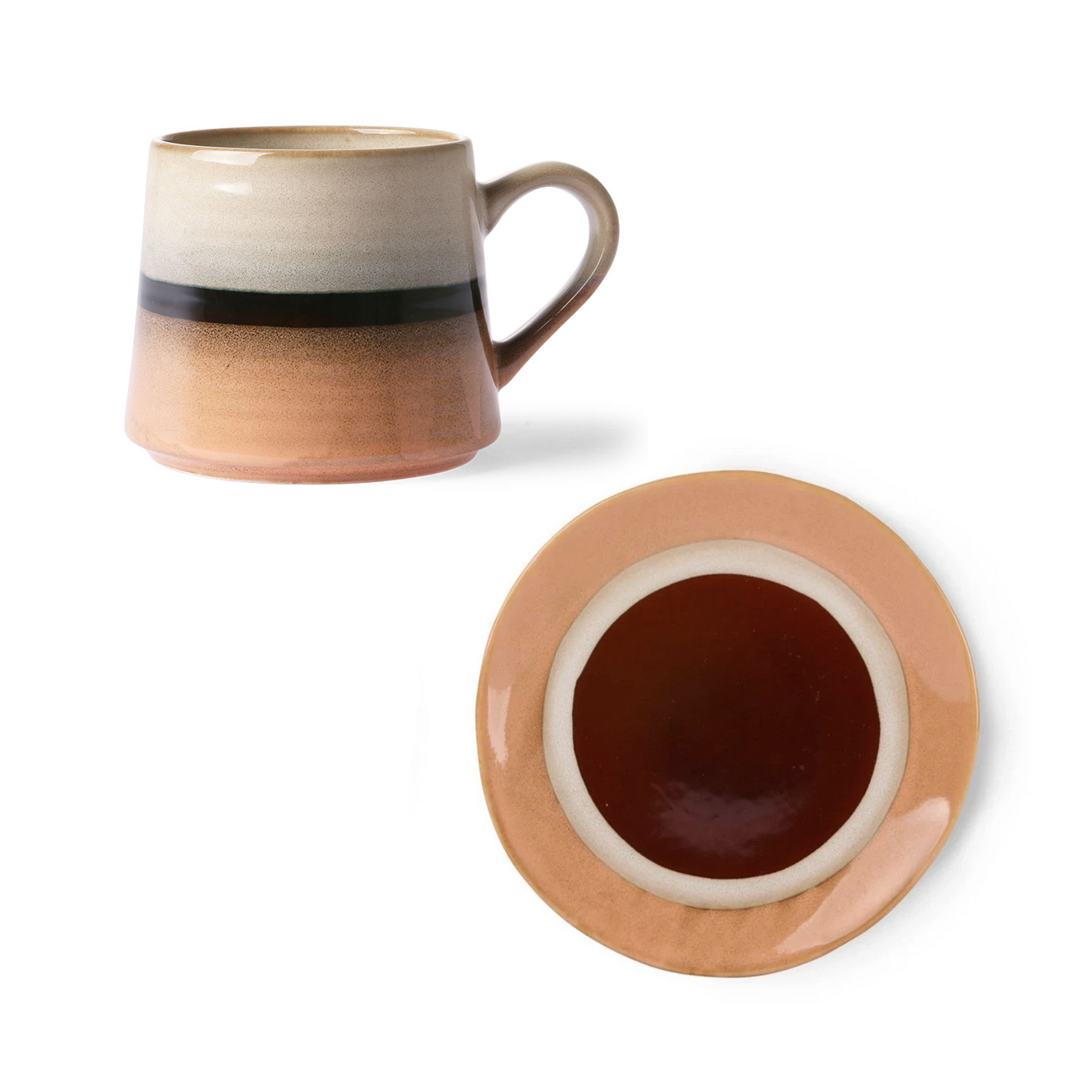 HKliving Ceramic 70's Ristretto Mugs - Set of 4 Pieces