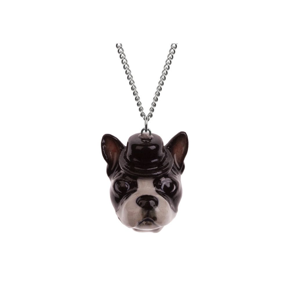 And Mary  Elvis The Boston Terrier Head Necklace 