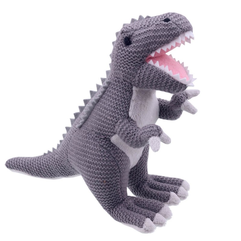 Wilberry Grey Knitted T-Rex Soft Toy