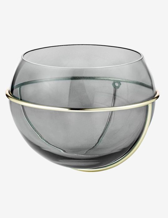 Bolia Grey Brass Flora Wall Vase Round