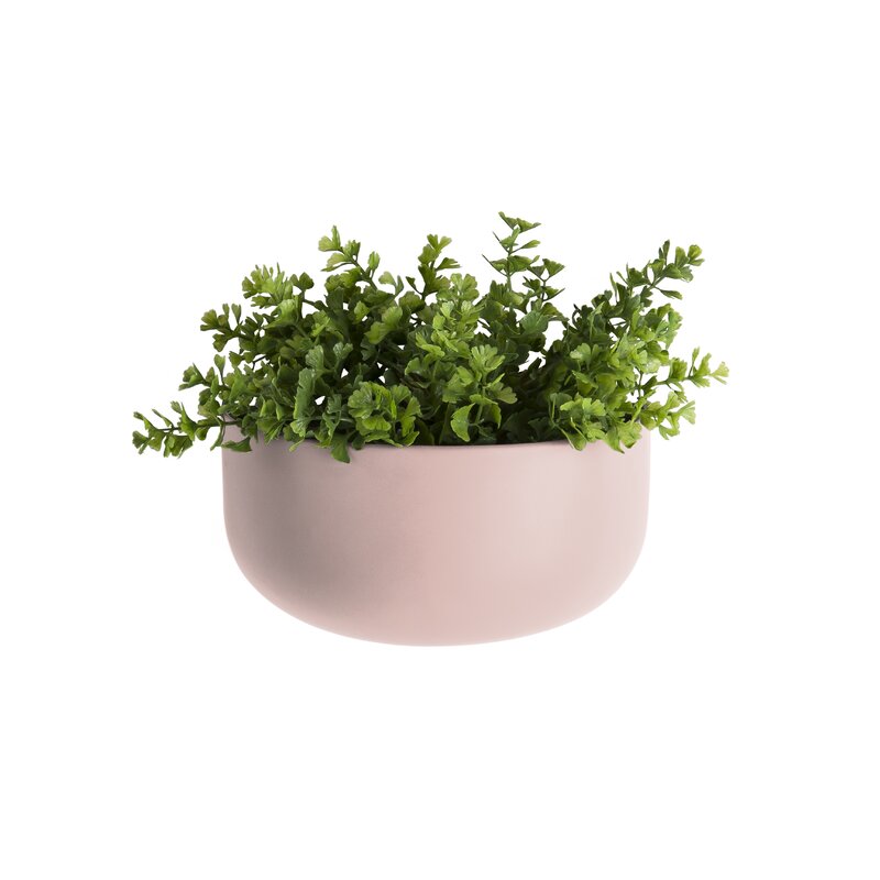 Present Time Wide Oval Ceramic Wall Planter  Pink