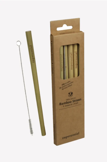 Zuperzozial Bamboo Straws 6 Pack with Cleaner