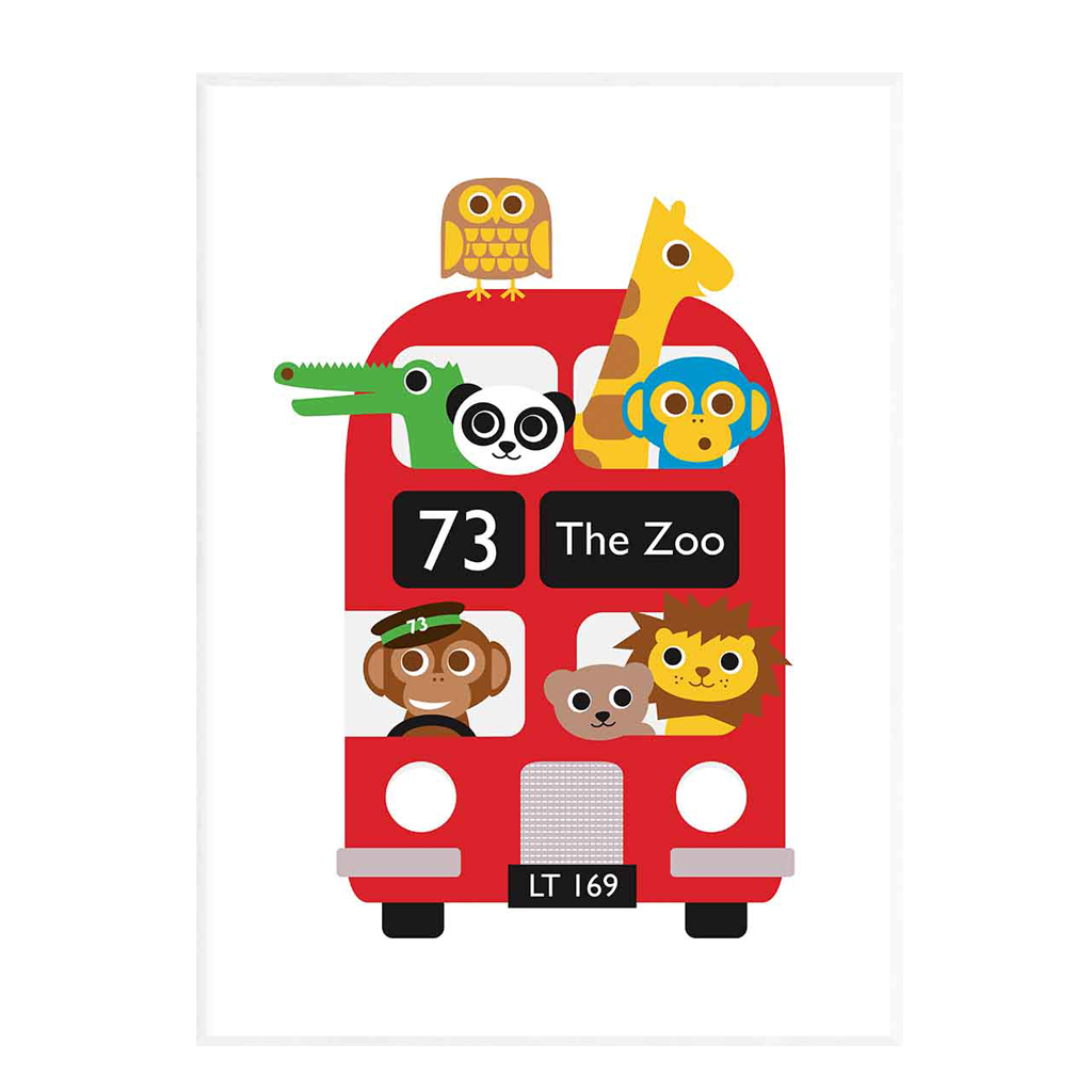 Dicky Bird London Bus Zoo Print