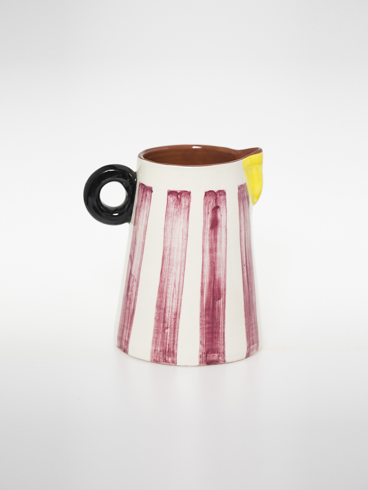 Pura Cal Handmade Pink Stripes Terracota Mini Pitcher Zuvi Zeva Zivi