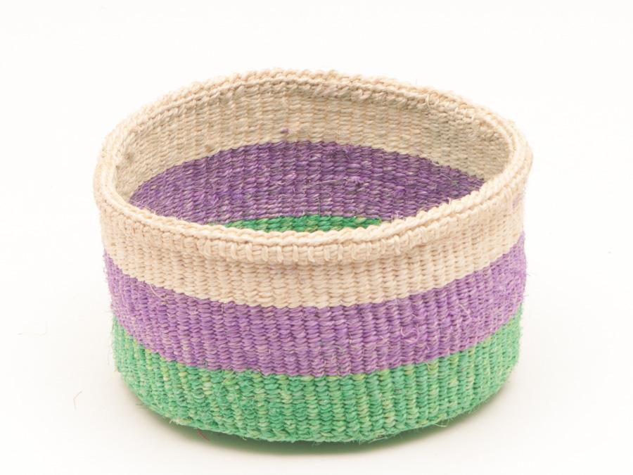 The Basket Room Purple Green & White Hela Woven Basket XSmall