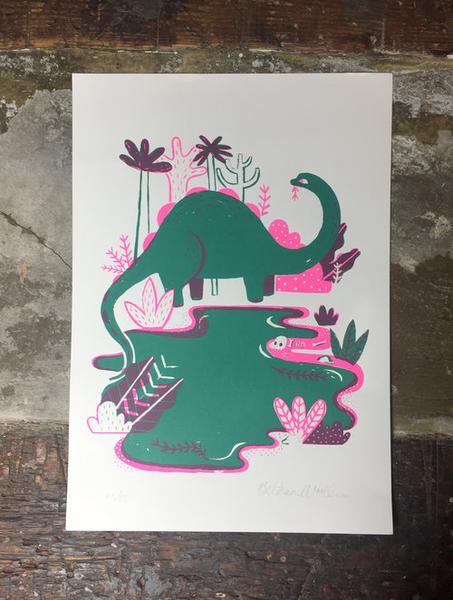 BETHAN WOOLLVIN Hot Pink And Green Dinosaur Print