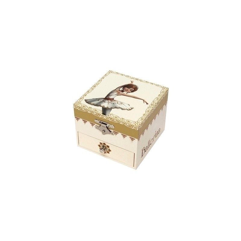 Trousselier Ivory Ballerina Leap Photoluminescent Musical Cube Box