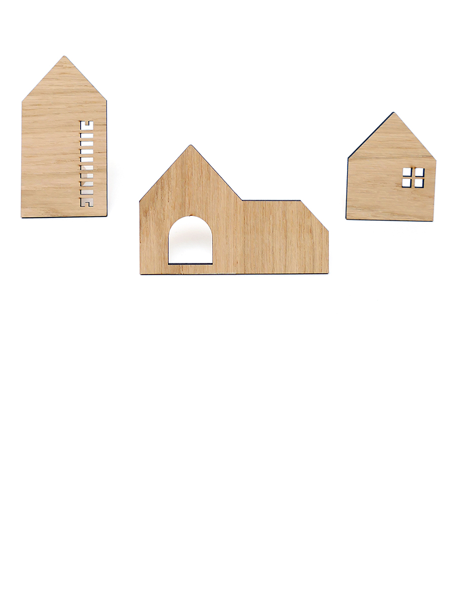 Ted & Tone Set of 3 Little Village Wallhooks