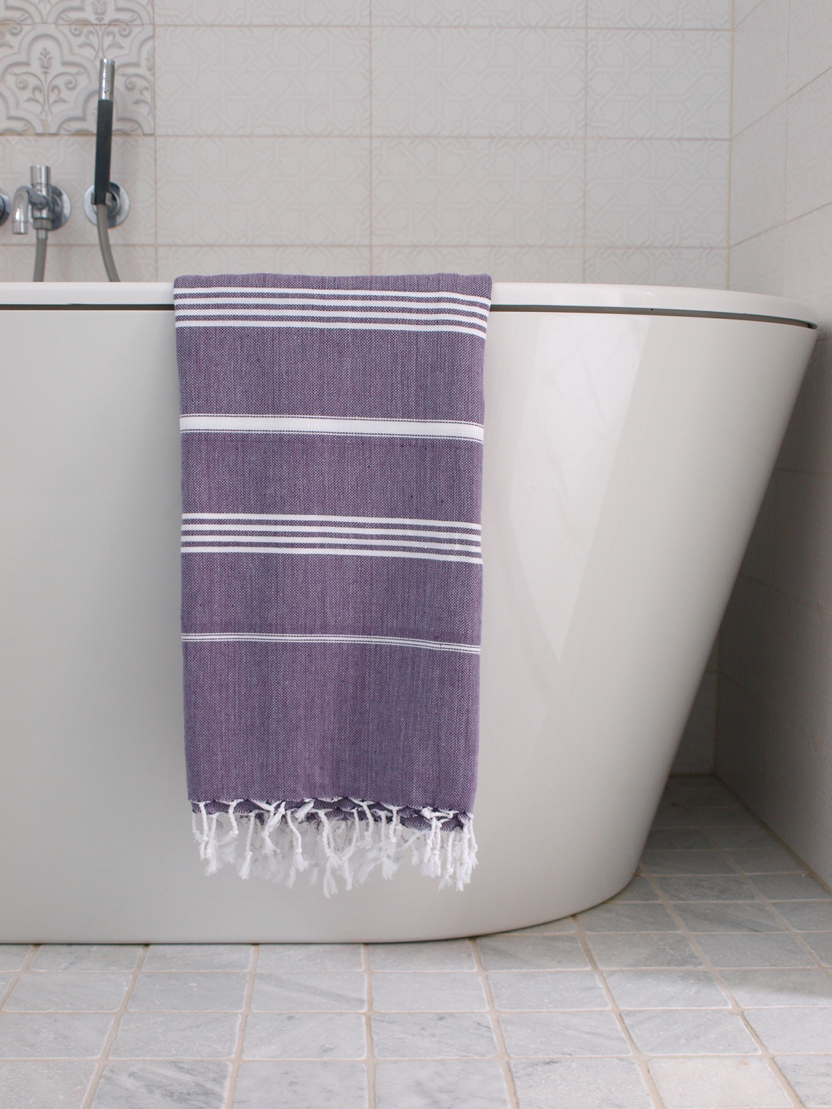 Ottomania Dark Purple and White Hammam Towel