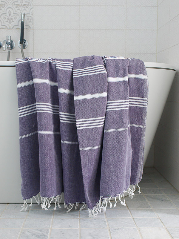 Ottomania 220cm Dark Purple and White Hammam Towel