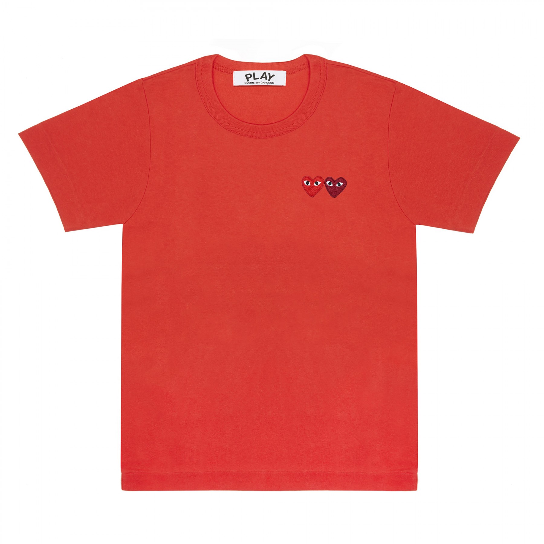 Comme Des Garcons Play T Shirt with Double Heart Red P1T226