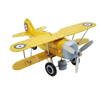 Bass et bass Mechanical Yellow Airplane with Key Collectible Vintage Toy