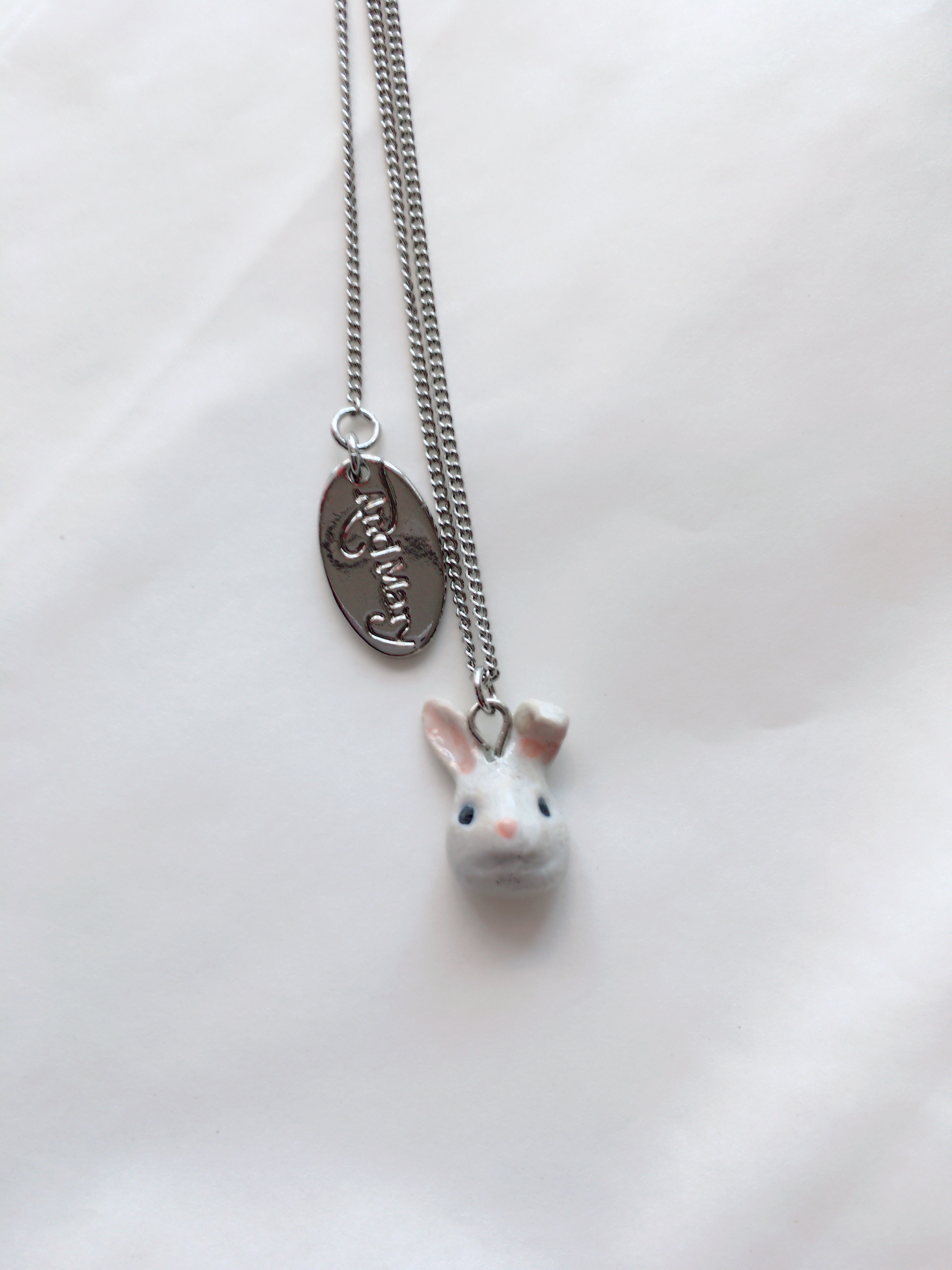 And Mary  Necklace White Bunny