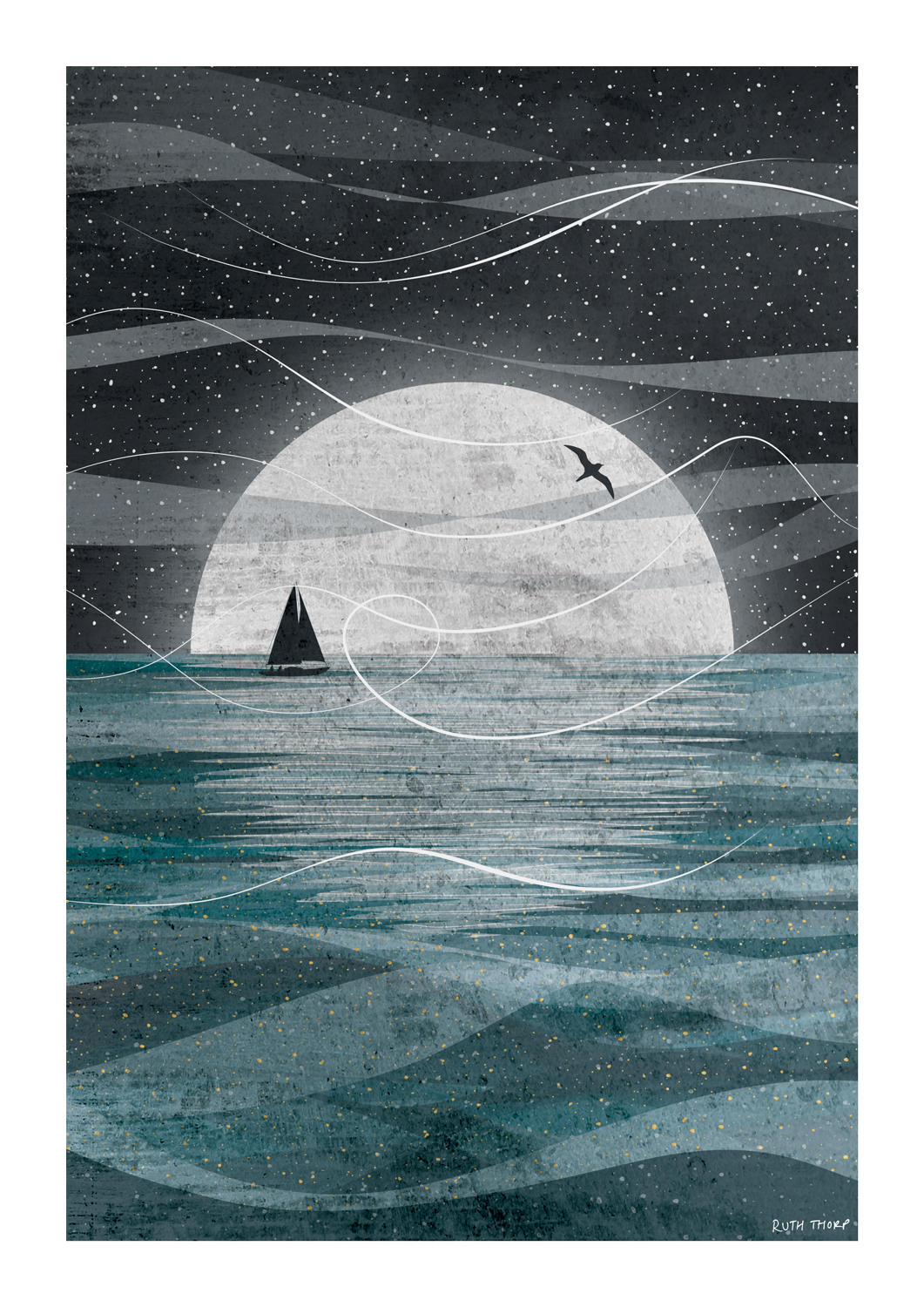 Ruth Thorp Studio Sail on the Moon A3 Art Print