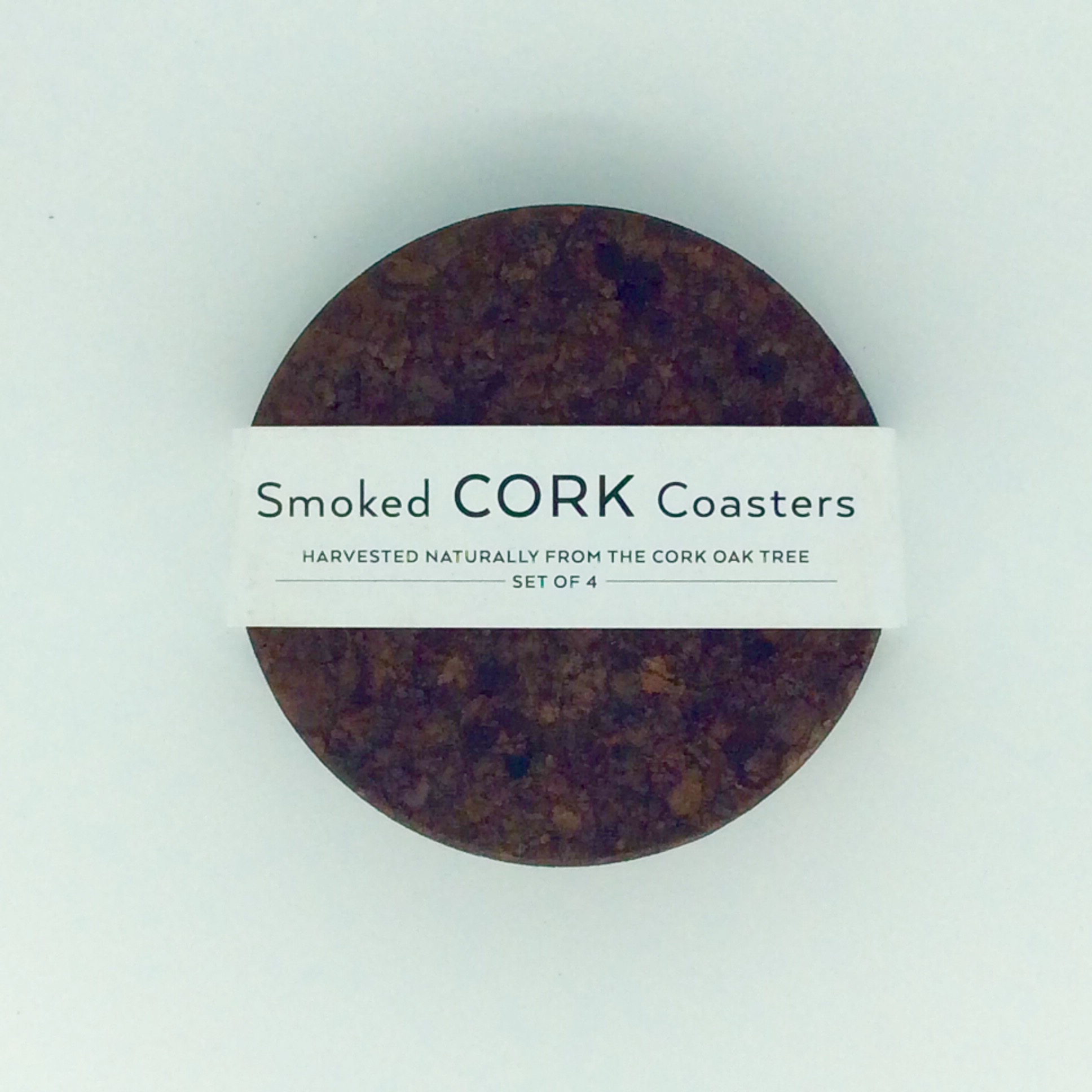 LIGA Smoked Cork Set of 4 Round Drinks Coasters