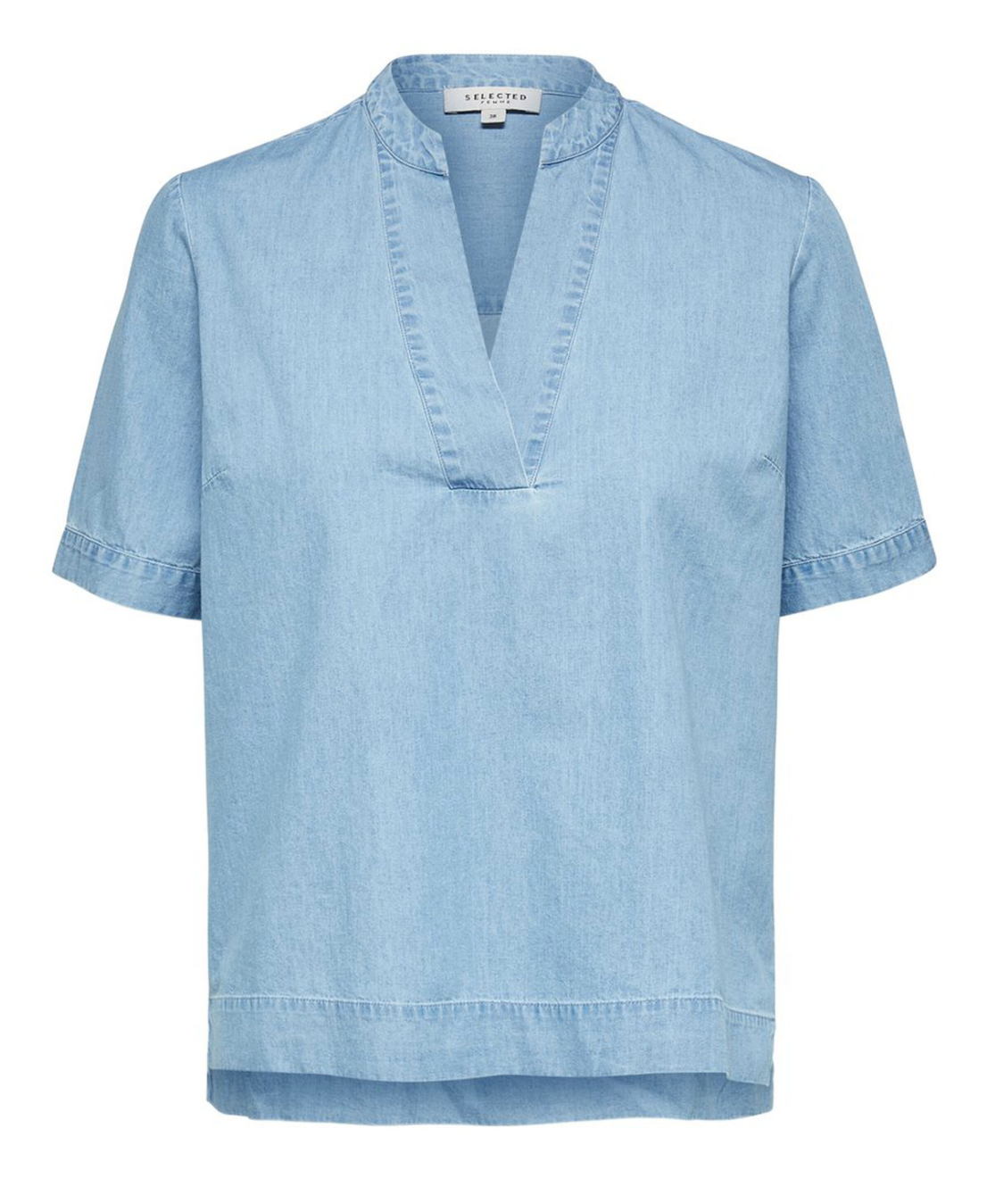 Selected Femme Joy Short Sleeved Top - Light Blue 