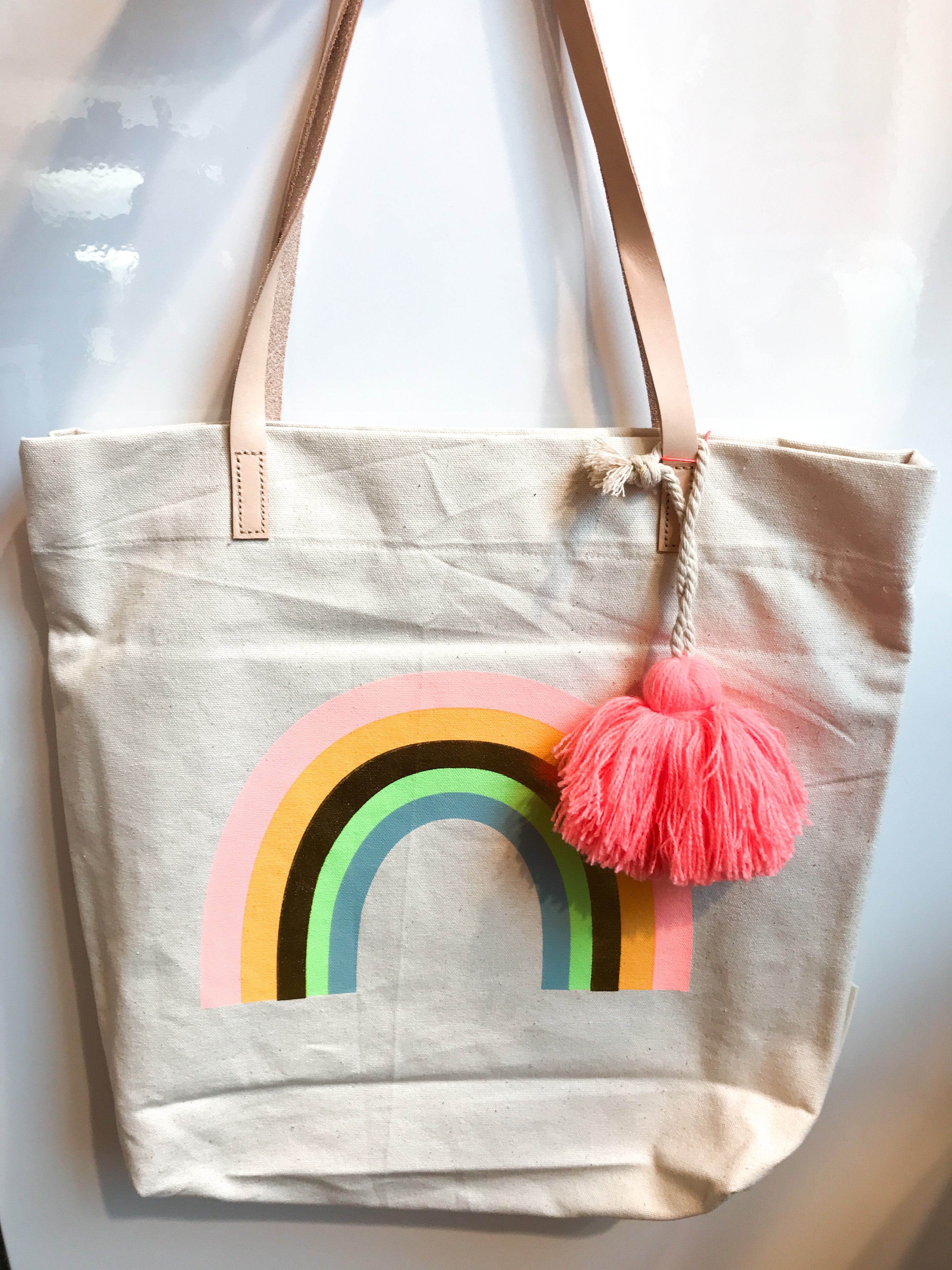 Meri Meri Rainbow Mesh Tote Bag with Leather Handles