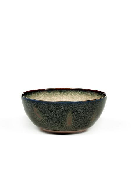 Serax 13.7 x 6cm Misty Grey and Dark Blue Bowl