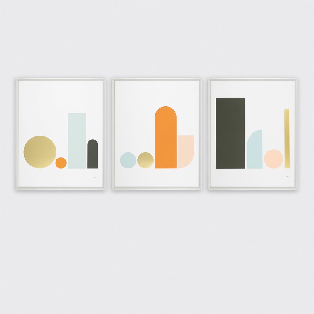 Tom Pigeon  Set of 3 Object Geometics Prints 40 x 50cm