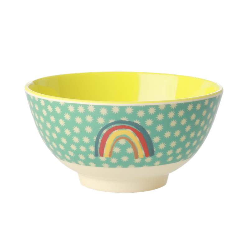 rice Set of 2 Medium Melamine Rainbow and Stars Print Bowl