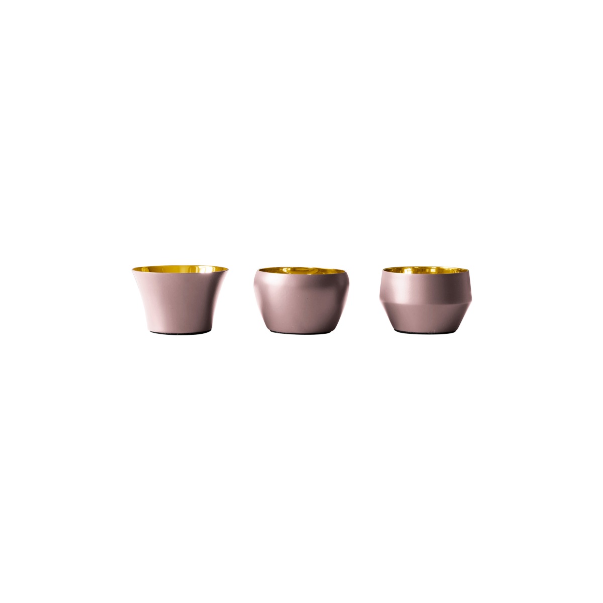 Skultuna Set of 3 Dusty Pink Brass Chin Candle Holder