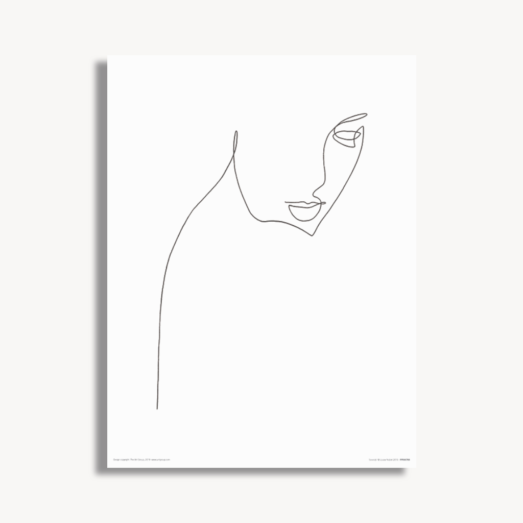 Posh Totty Designs Framed Face Line Drawing Art Print - A3