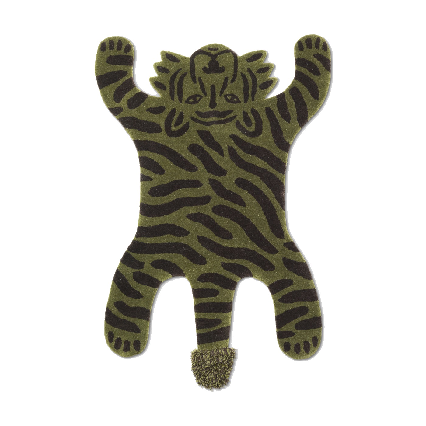 Ferm Living Green and Black Wool Tiger Safari Mat