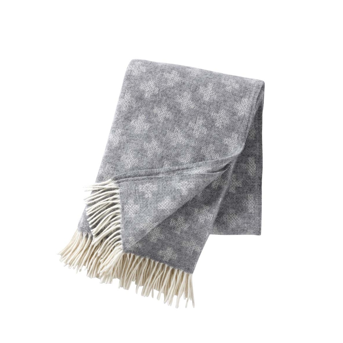 Klippan Yllefabrik Gray Lamb Wool Plus Plaid