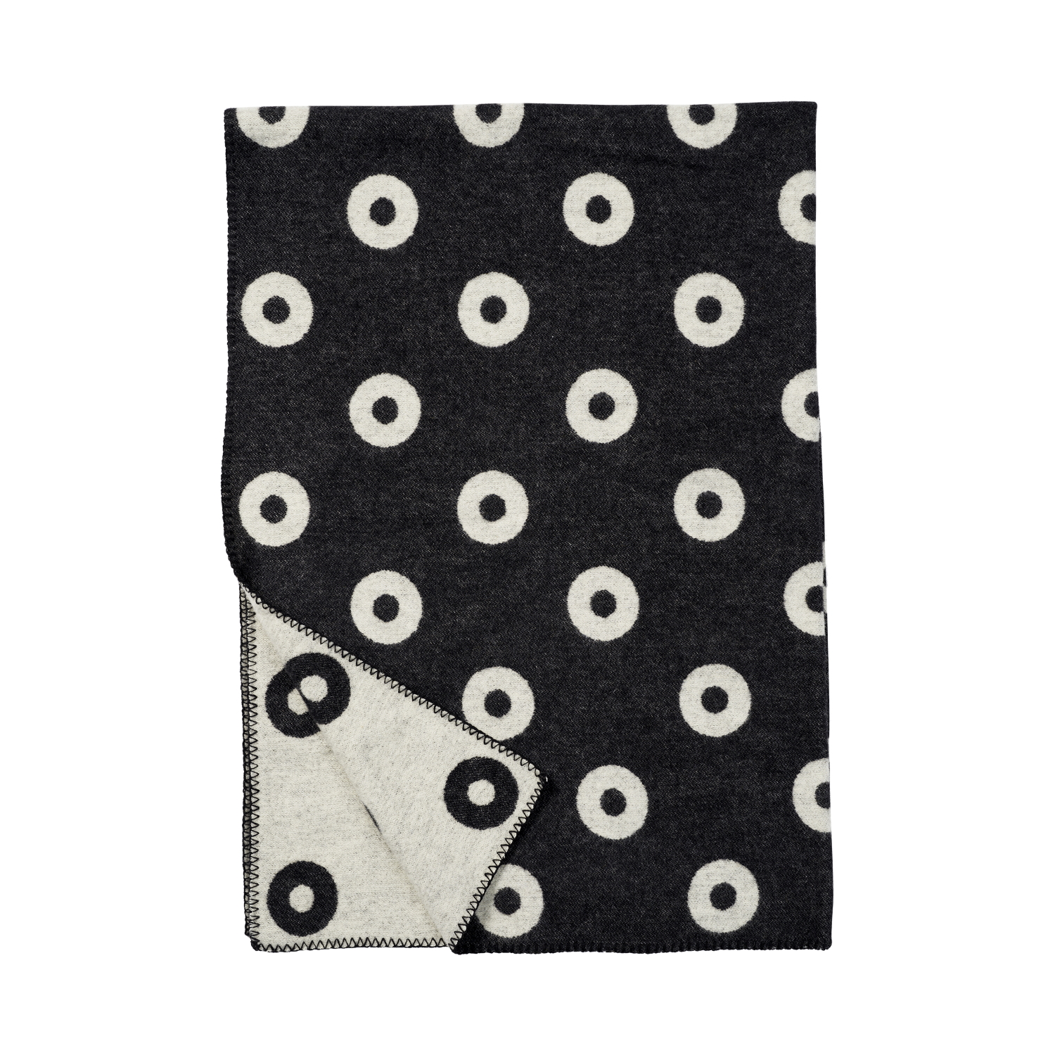 Klippan Yllefabrik 130 x 180cm Black Rings Premium Wool Felt Blanket