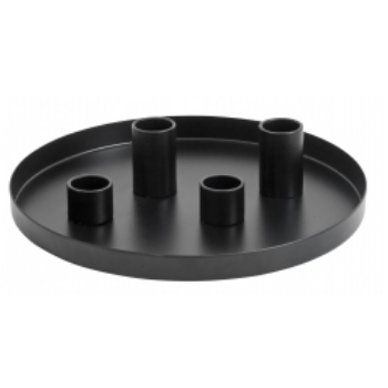 Nordal Black iron tray with support for four candles d20xh5cm