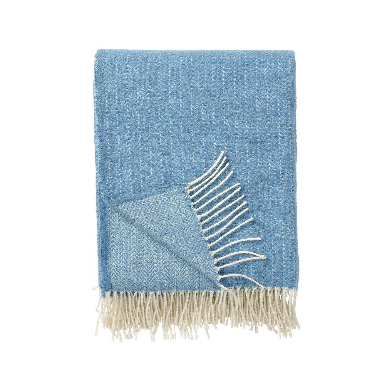 Klippan Yllefabrik Blue Premium Cashmere Pin Stripe Blanket