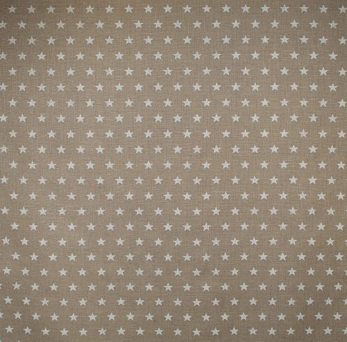 AU Maison Tan Stars Printed Linen Teflon Fabric 