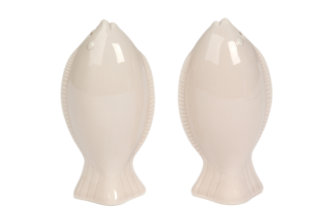 Jolipa Cream Ceramic Salt and Pepper Fish Set of 2