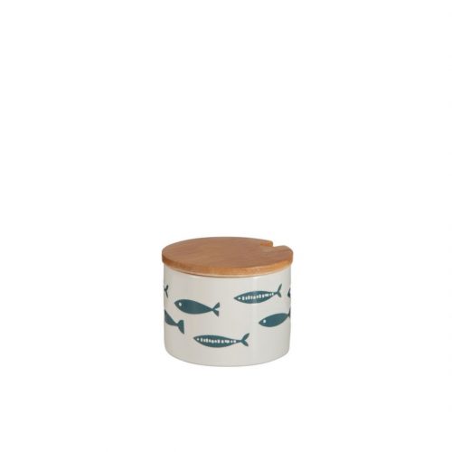 J-Line Small Blue Fish Ceramic Jar 