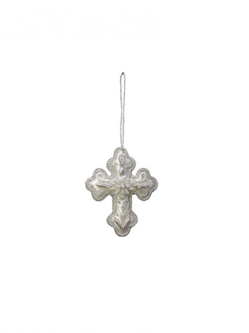 Chehoma Silver Fabric Embroidered Cross Pendant  - Set 2 units