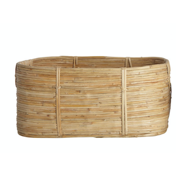 House Doctor Rectangular basket 35x28xH16cm with rattan and bamboo handles. 35x28xH16cm