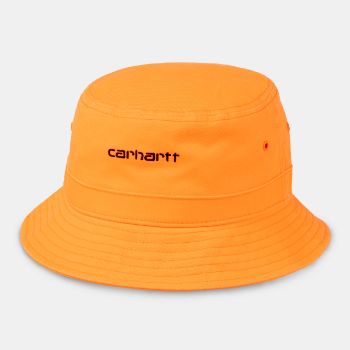 Trouva: Orange Black Script Bucket Hat