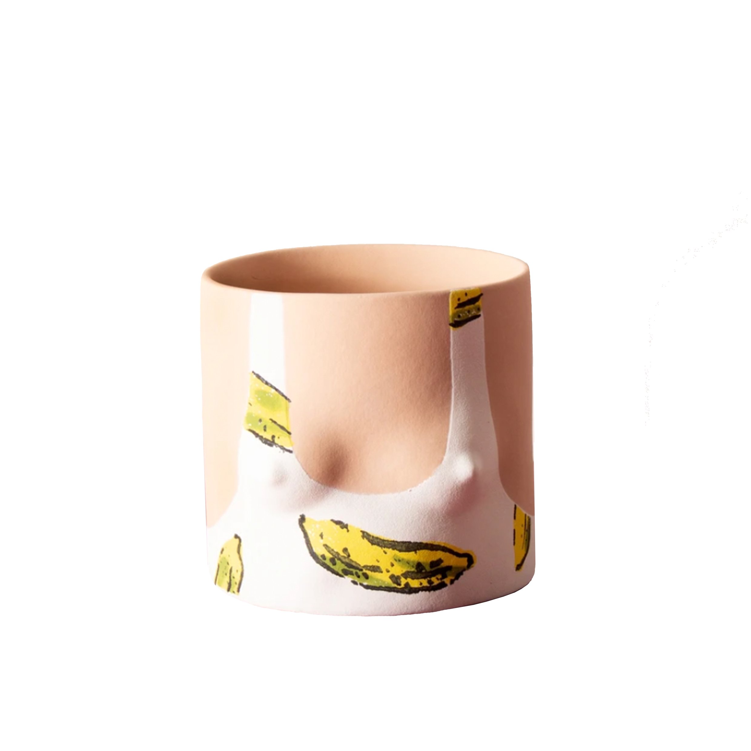 Group Partner Handmade Banana Print Top Ceramic Planter Light tone