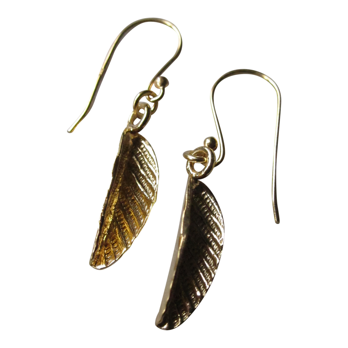 CollardManson 925 Silver Folded Leaf Earrings Gold