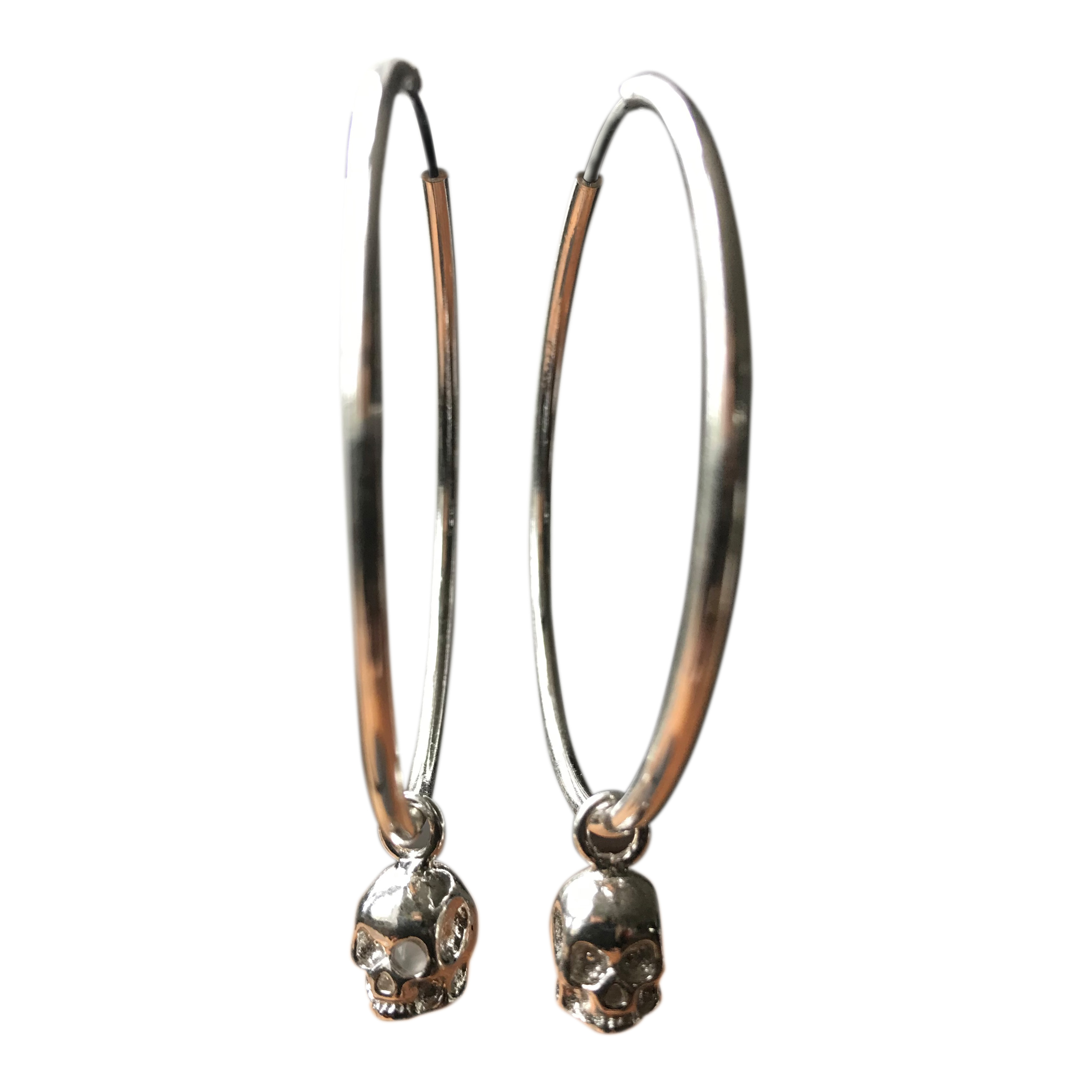 CollardManson Silver Skull Hoop Earrings